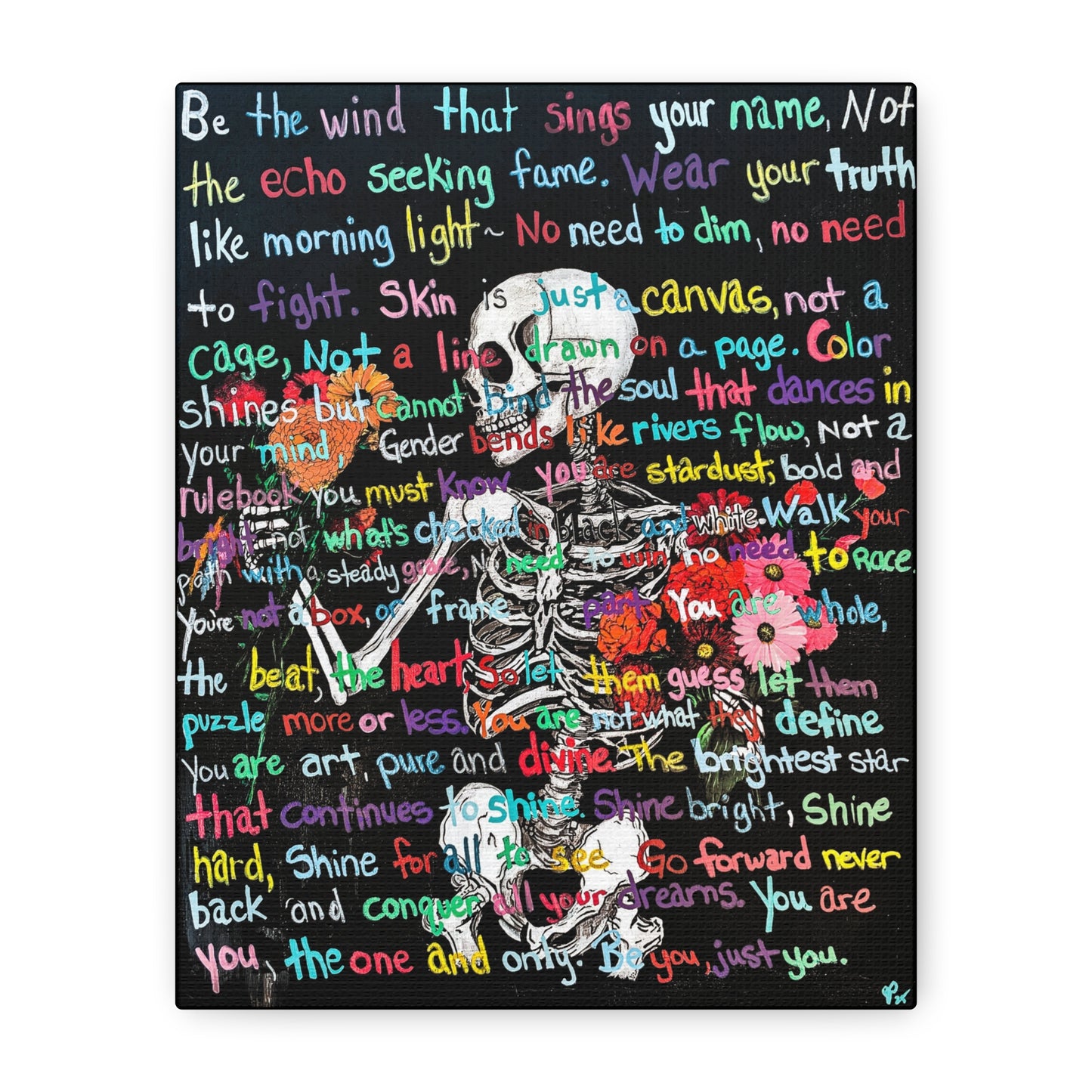 "Be Just you" - Colorful Skull Canvas Wall Art