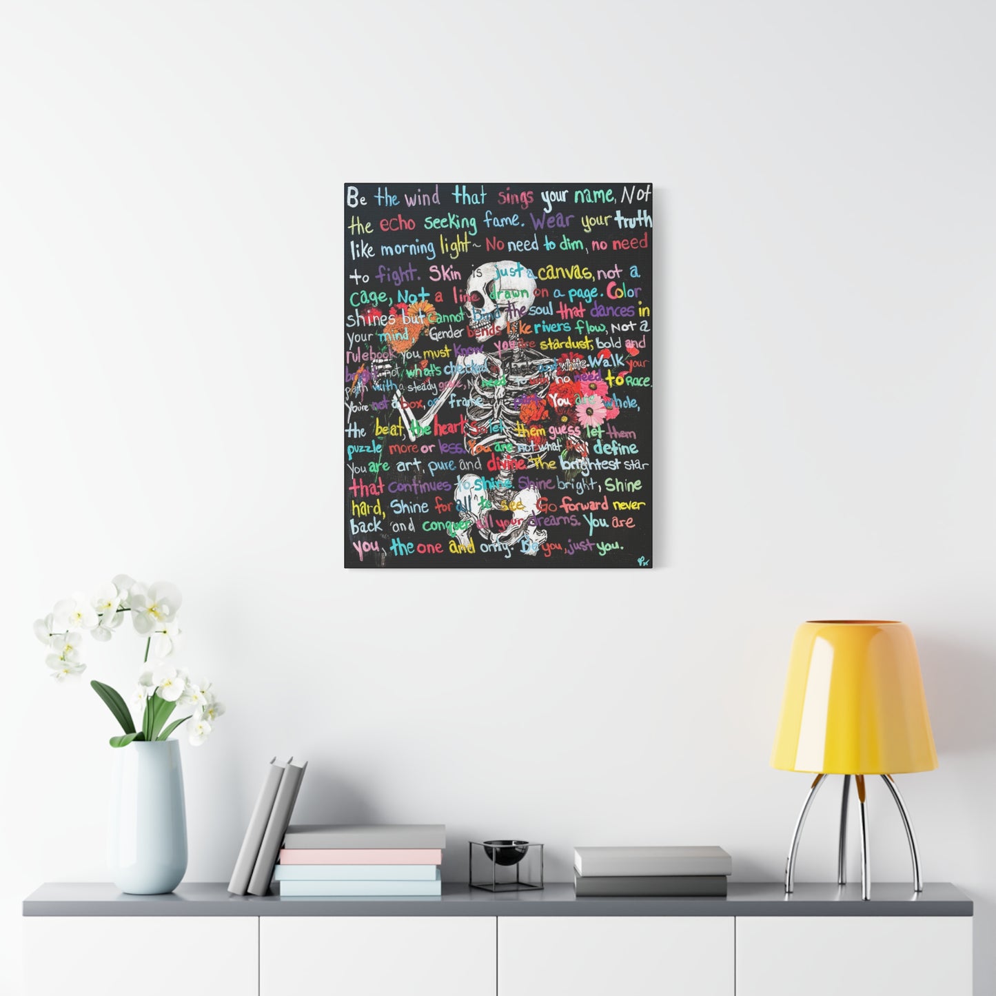 "Be Just you" - Colorful Skull Canvas Wall Art