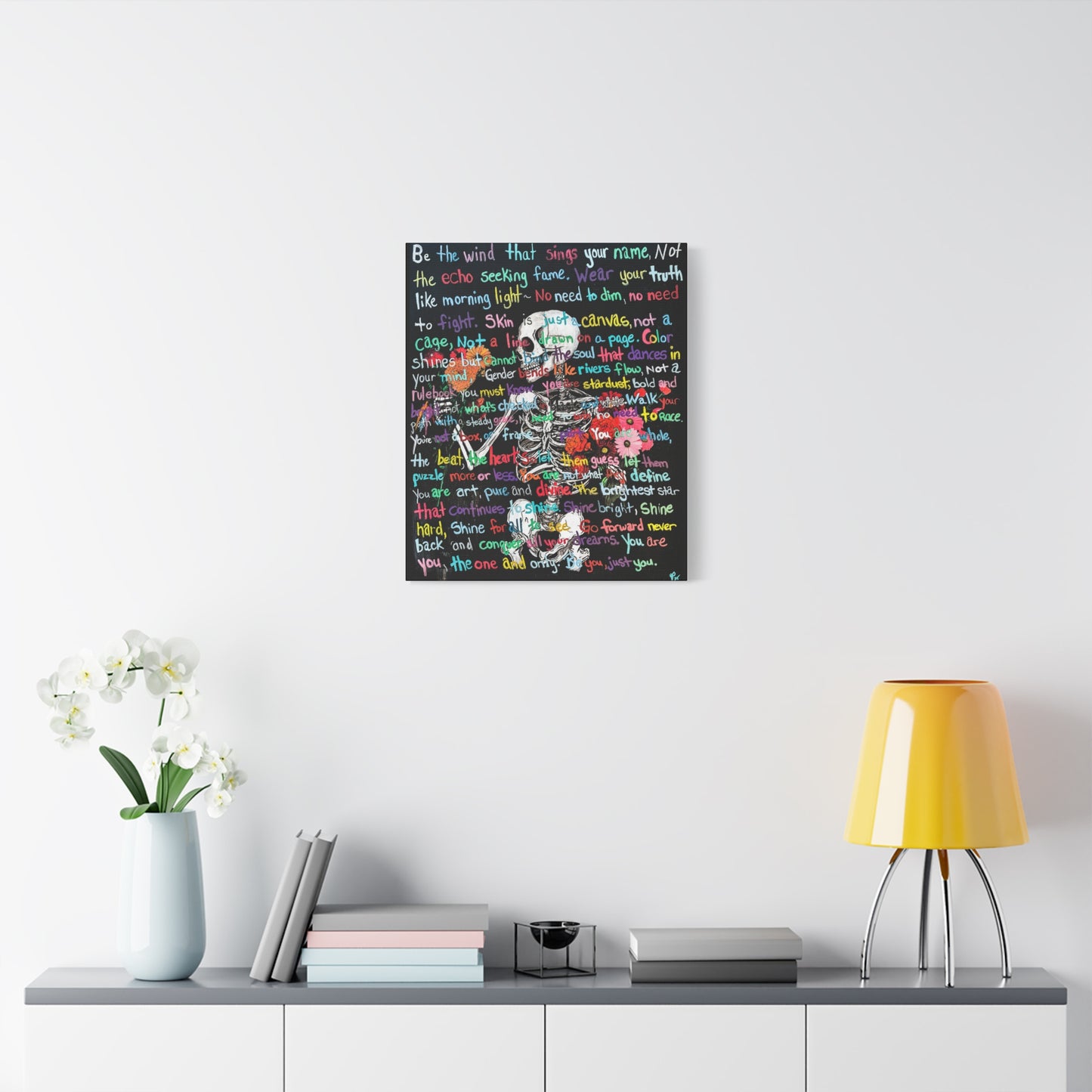 "Be Just you" - Colorful Skull Canvas Wall Art