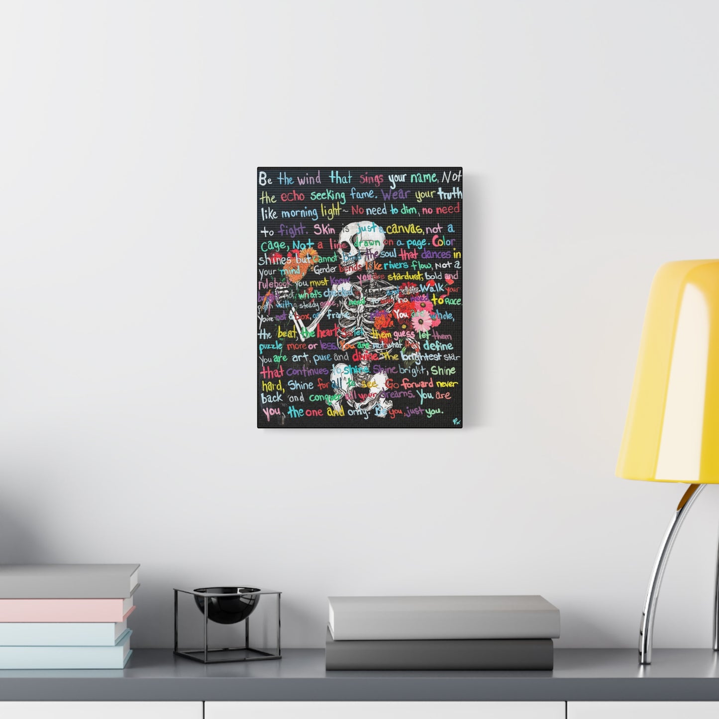 "Be Just you" - Colorful Skull Canvas Wall Art