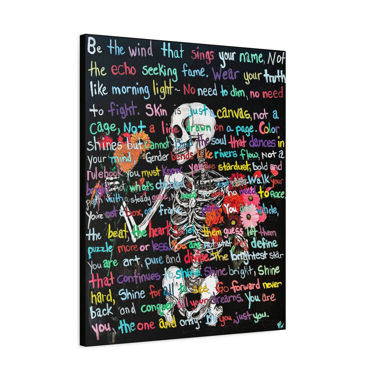 "Be Just you" - Colorful Skull Canvas Wall Art