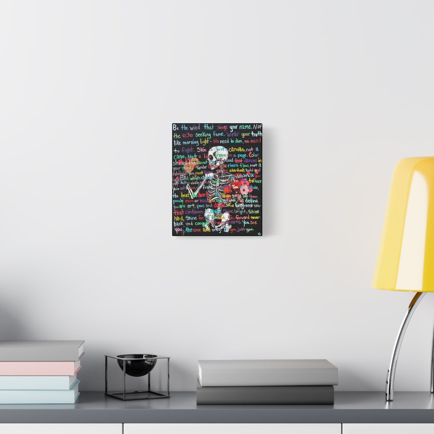 "Be Just you" - Colorful Skull Canvas Wall Art