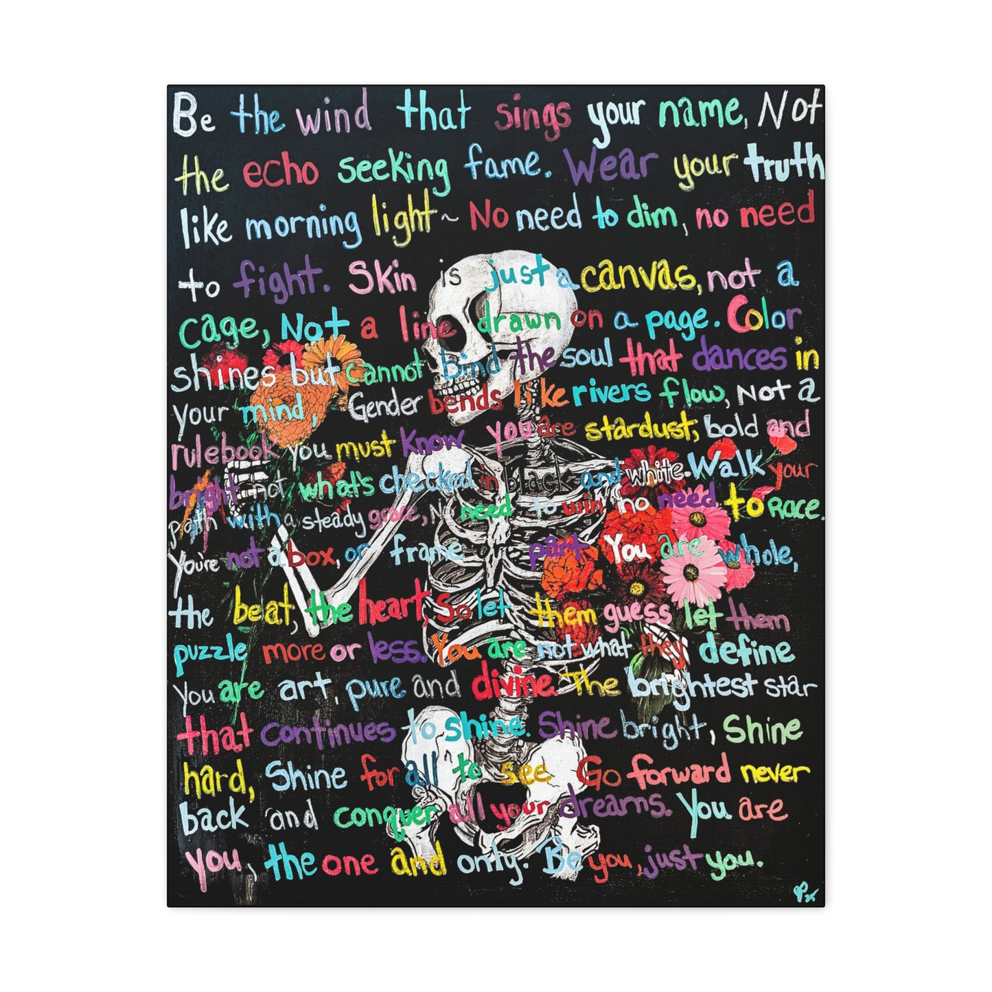 "Be Just you" - Colorful Skull Canvas Wall Art