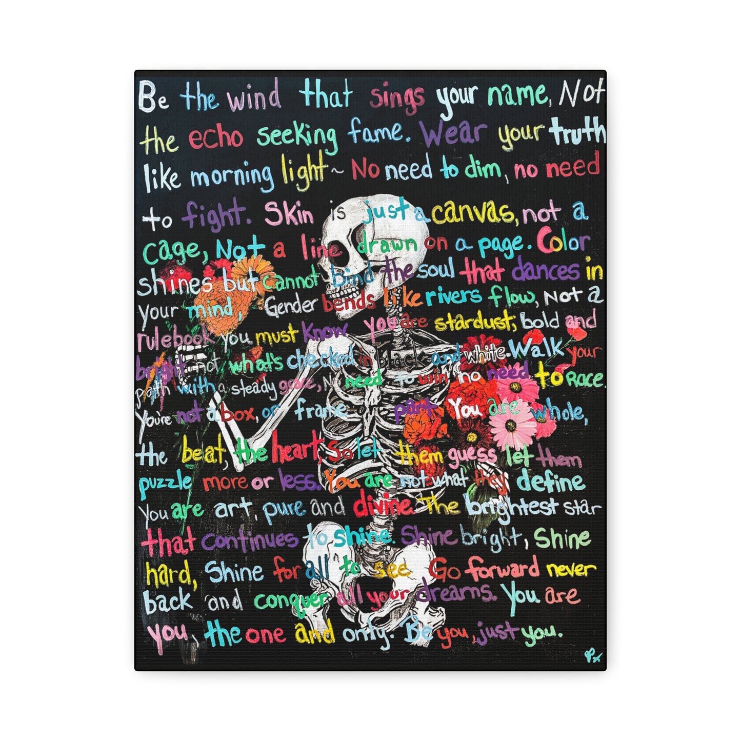 "Be Just you" - Colorful Skull Canvas Wall Art