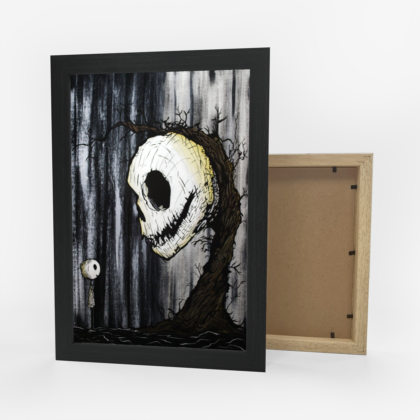 Gothic Art Framed Poster - Unique Wall Decor for Halloween, Skull Artwork, Spooky Home Decor, Gothic Aesthetic, Dark Visuals