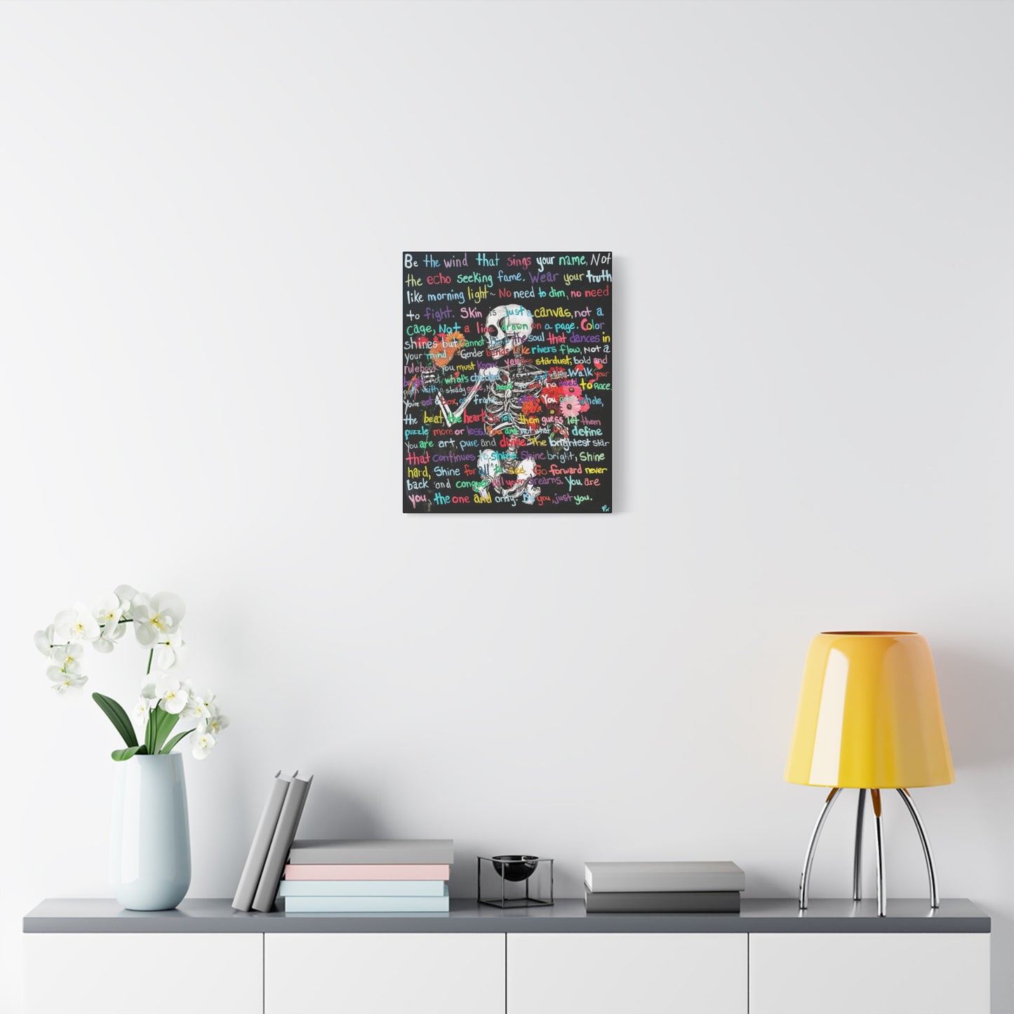 "Be Just you" - Colorful Skull Canvas Wall Art