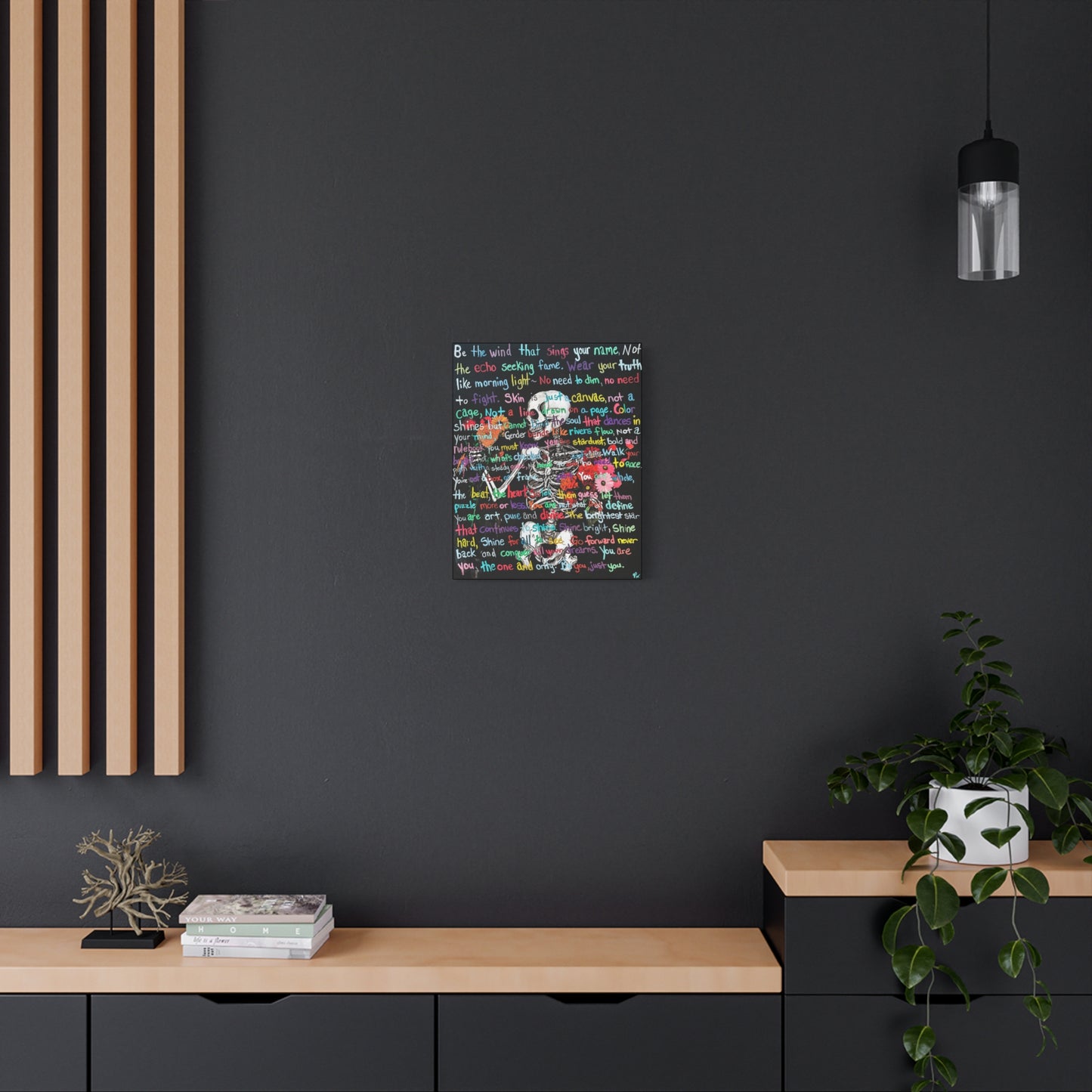 "Be Just you" - Colorful Skull Canvas Wall Art