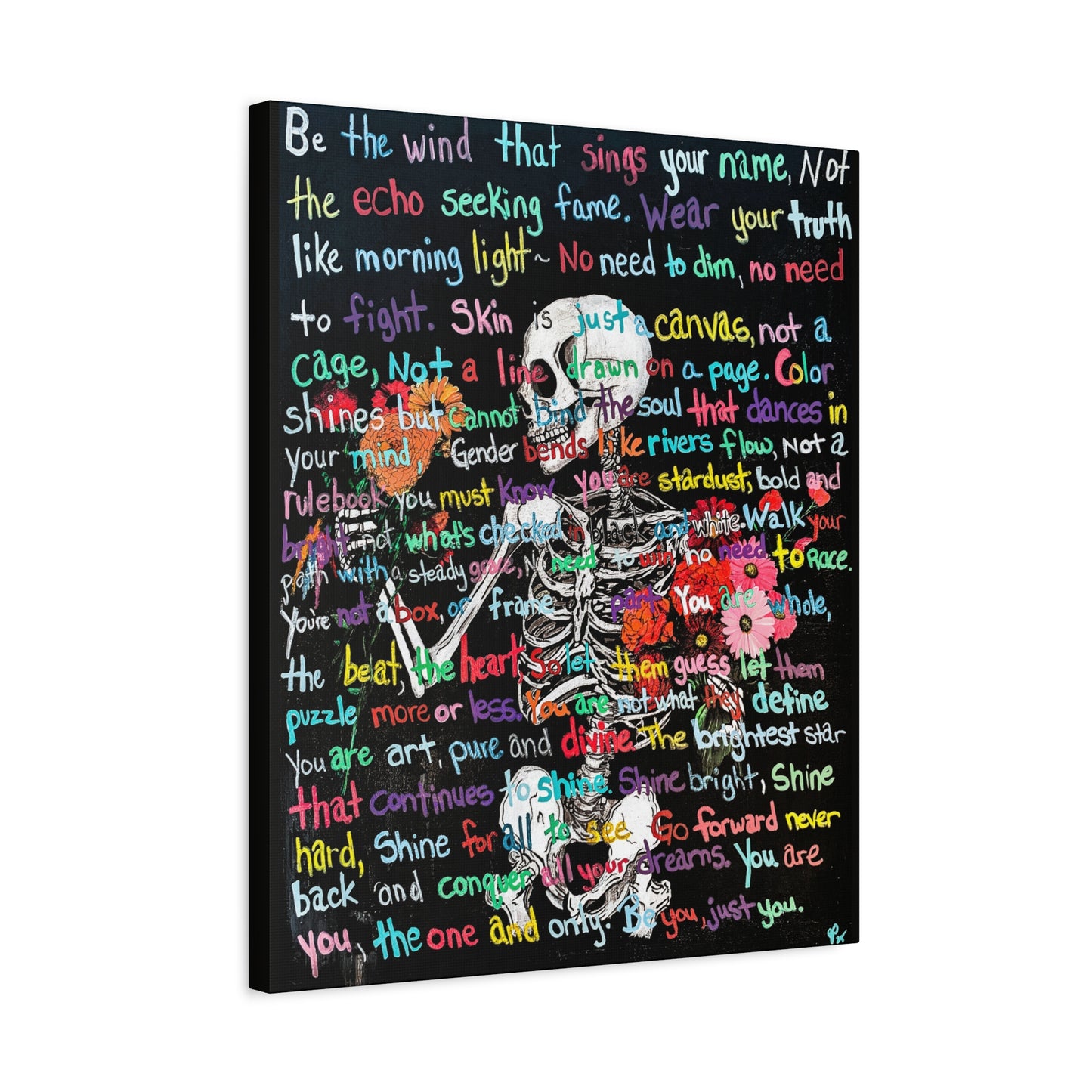 "Be Just you" - Colorful Skull Canvas Wall Art