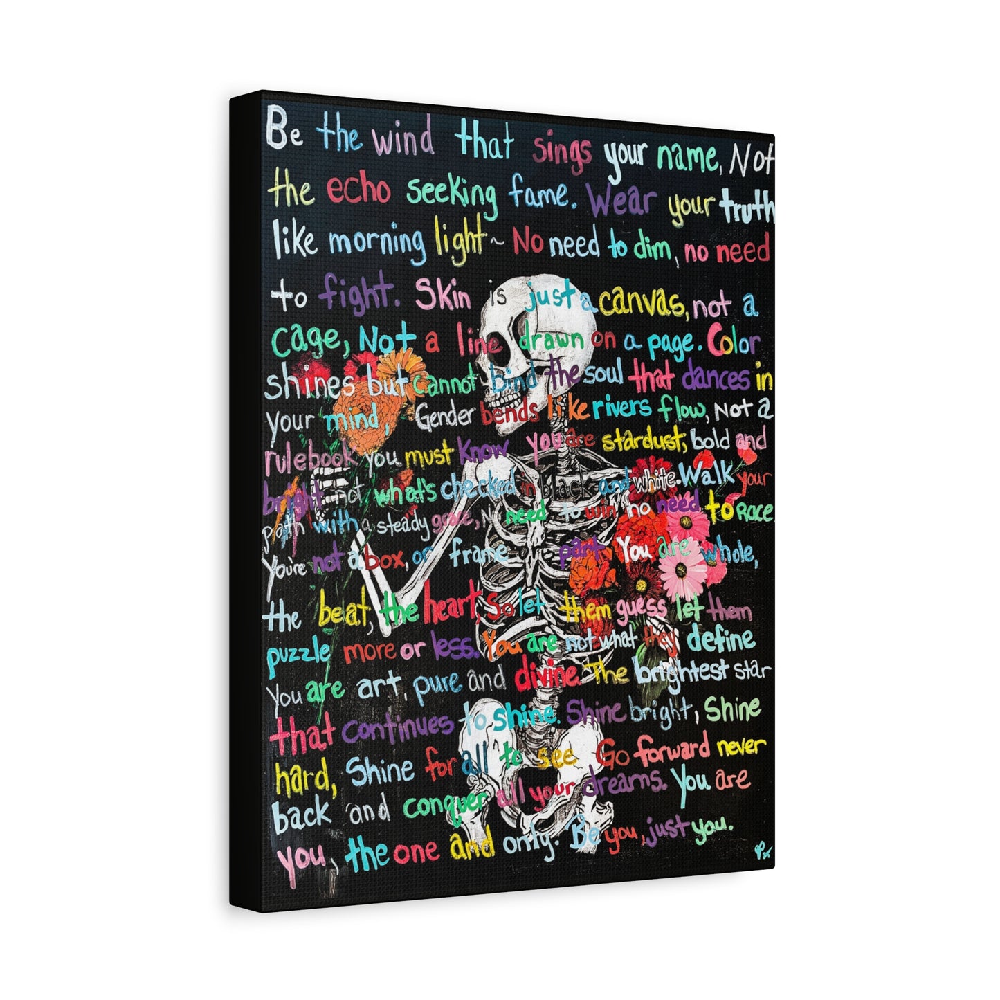 "Be Just you" - Colorful Skull Canvas Wall Art