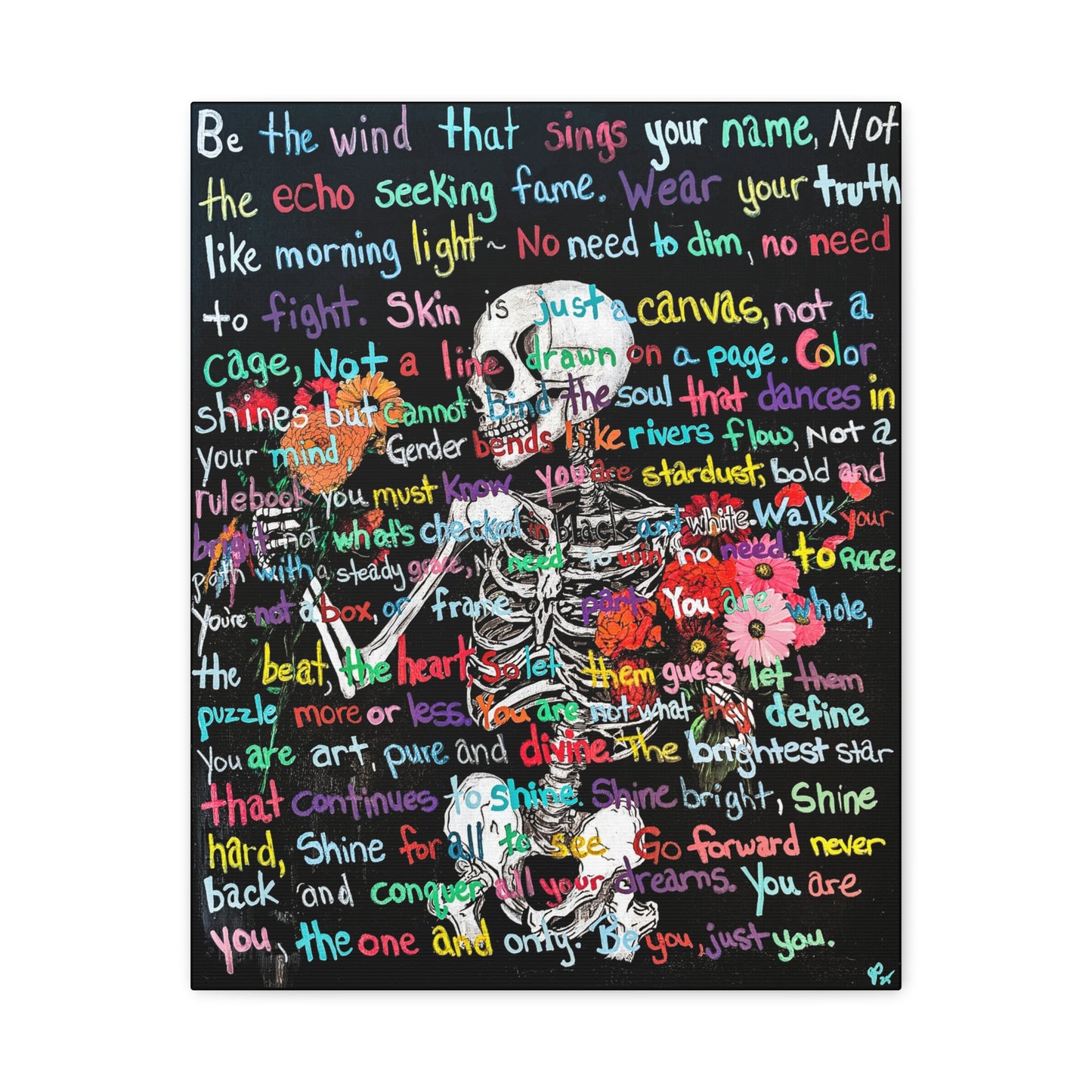"Be Just you" - Colorful Skull Canvas Wall Art