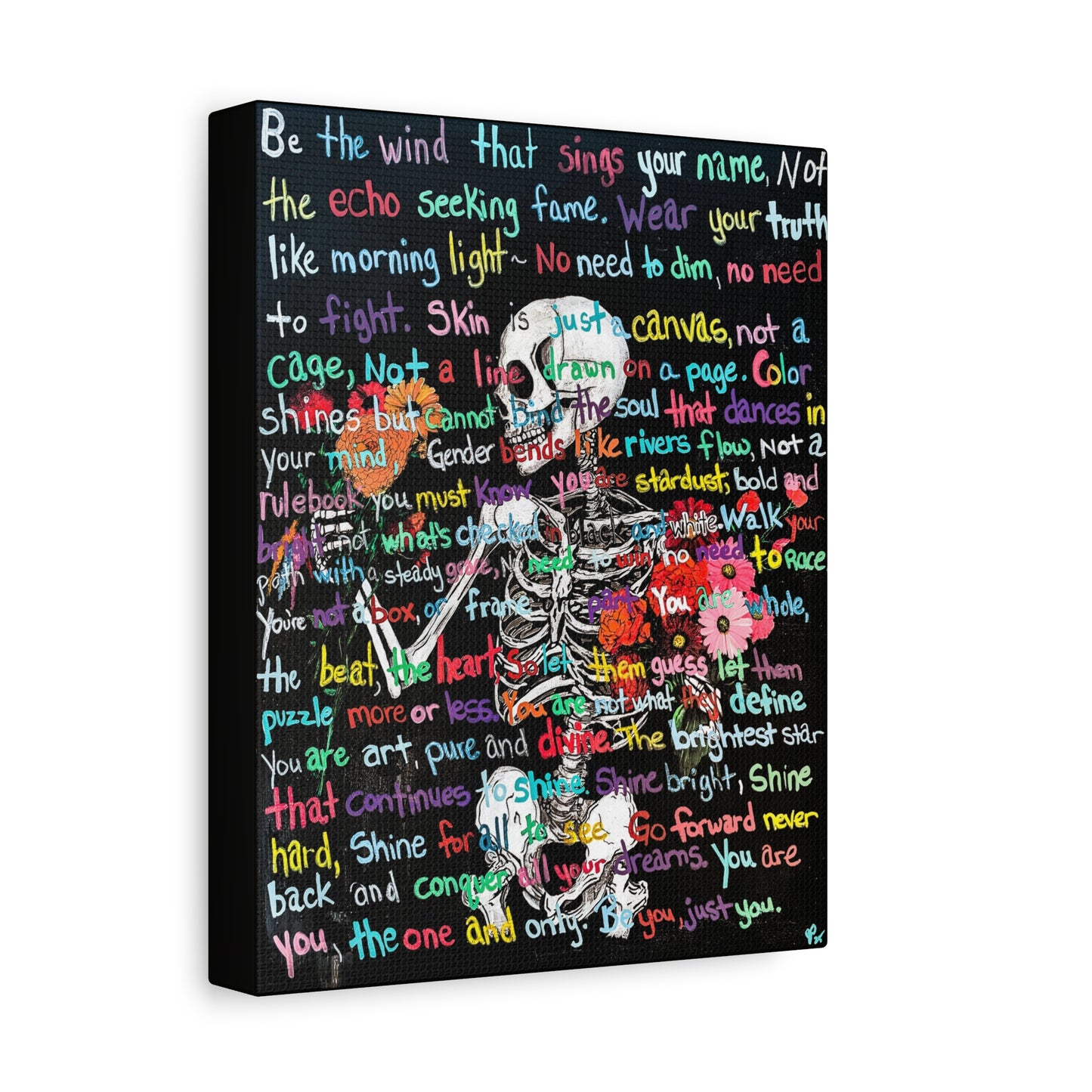 "Be Just you" - Colorful Skull Canvas Wall Art