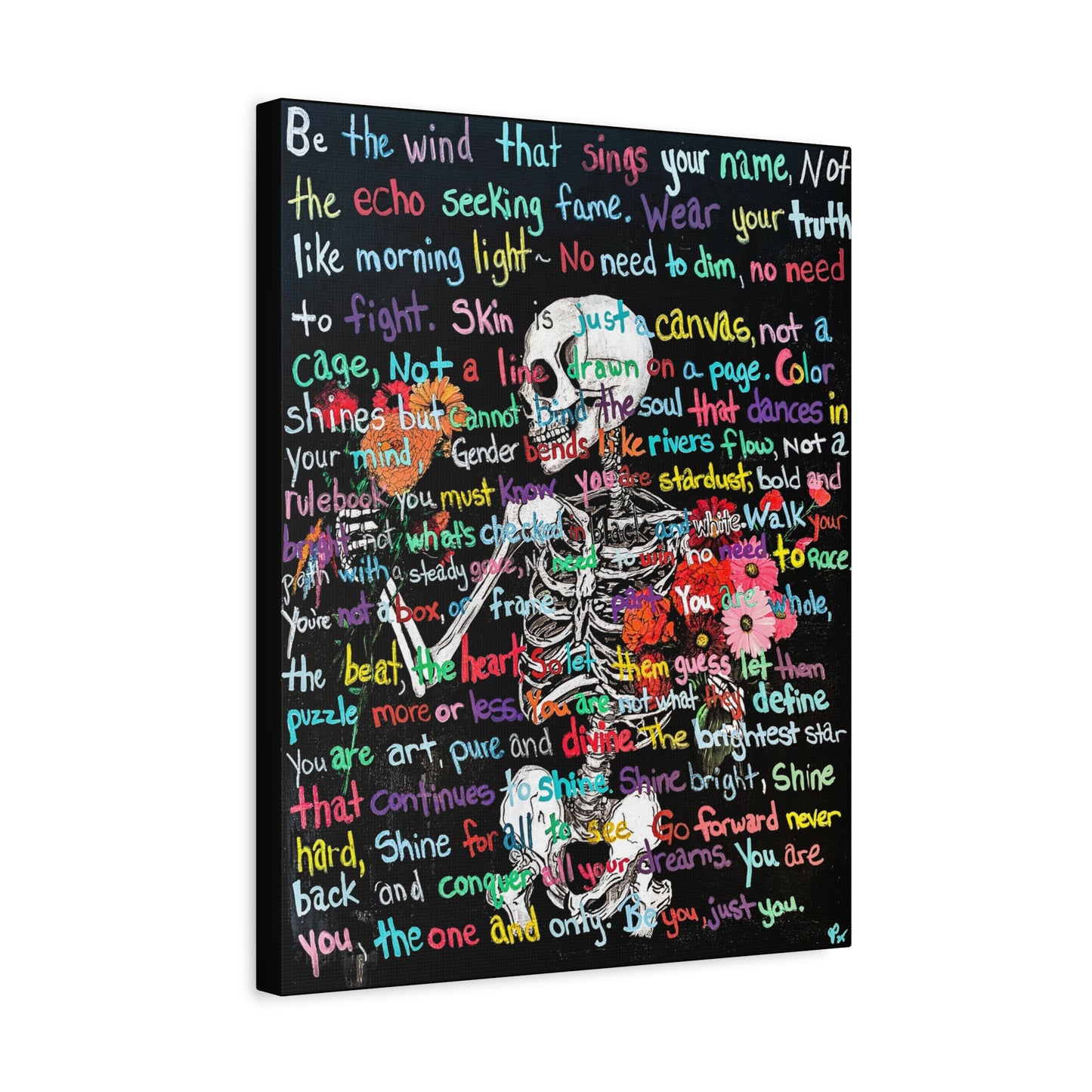 "Be Just you" - Colorful Skull Canvas Wall Art