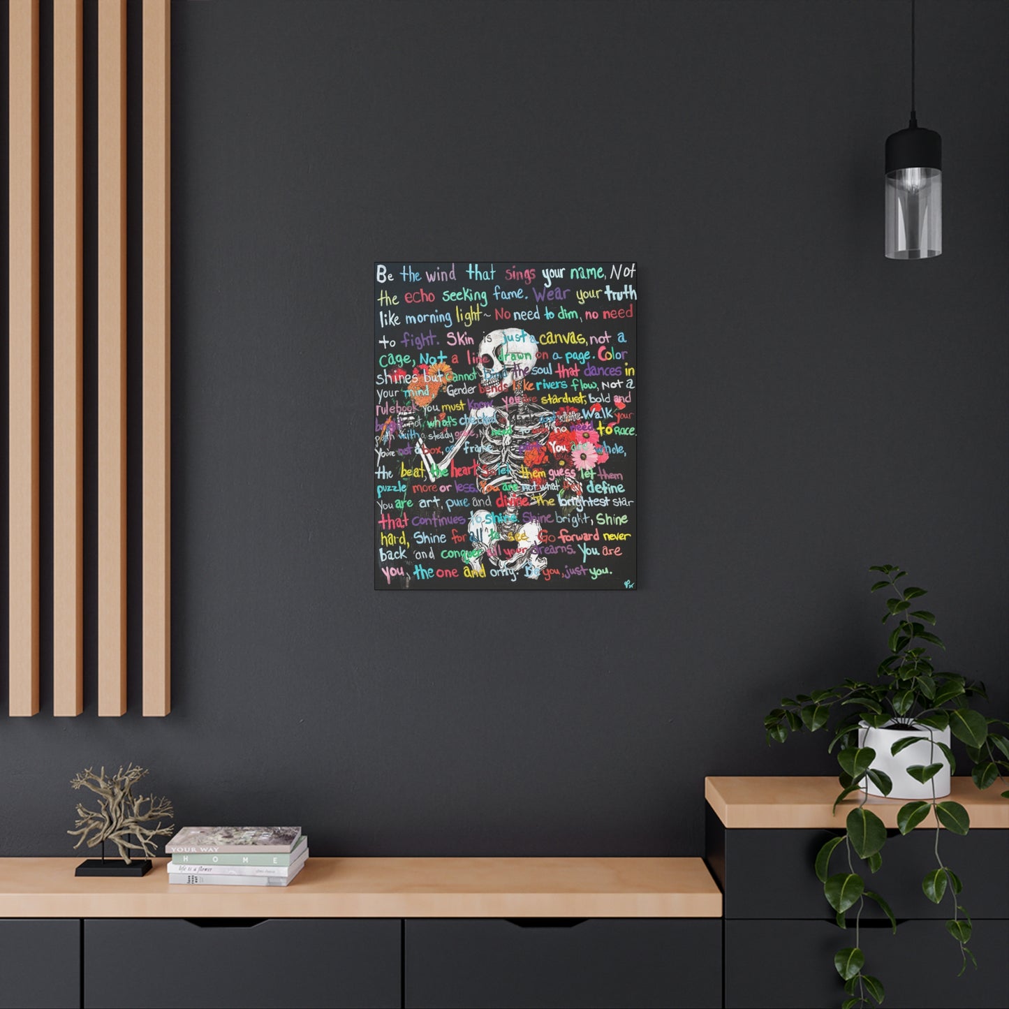"Be Just you" - Colorful Skull Canvas Wall Art
