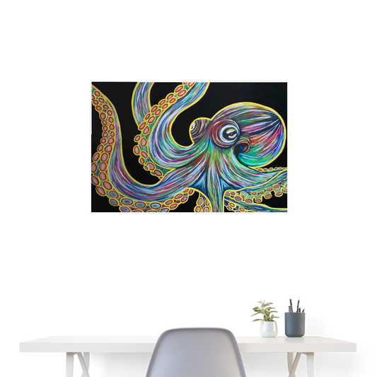 Retro Octopus Poster 36" x 24" - white