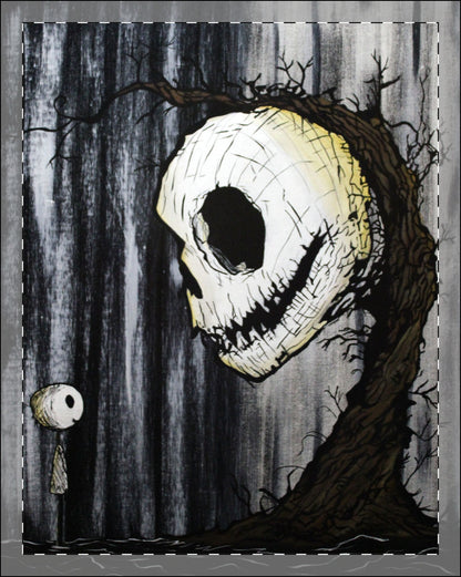 Gothic Art Framed Poster - Unique Wall Decor for Halloween, Skull Artwork, Spooky Home Decor, Gothic Aesthetic, Dark Visuals