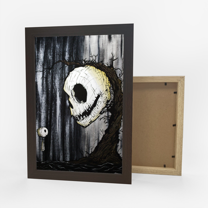 Gothic Art Framed Poster - Unique Wall Decor for Halloween, Skull Artwork, Spooky Home Decor, Gothic Aesthetic, Dark Visuals