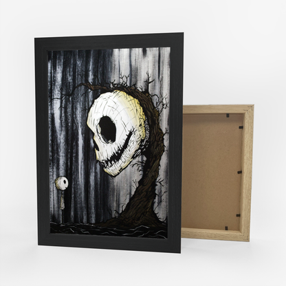 Gothic Art Framed Poster - Unique Wall Decor for Halloween, Skull Artwork, Spooky Home Decor, Gothic Aesthetic, Dark Visuals