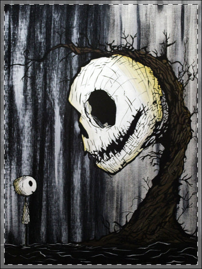 Gothic Art Framed Poster - Unique Wall Decor for Halloween, Skull Artwork, Spooky Home Decor, Gothic Aesthetic, Dark Visuals