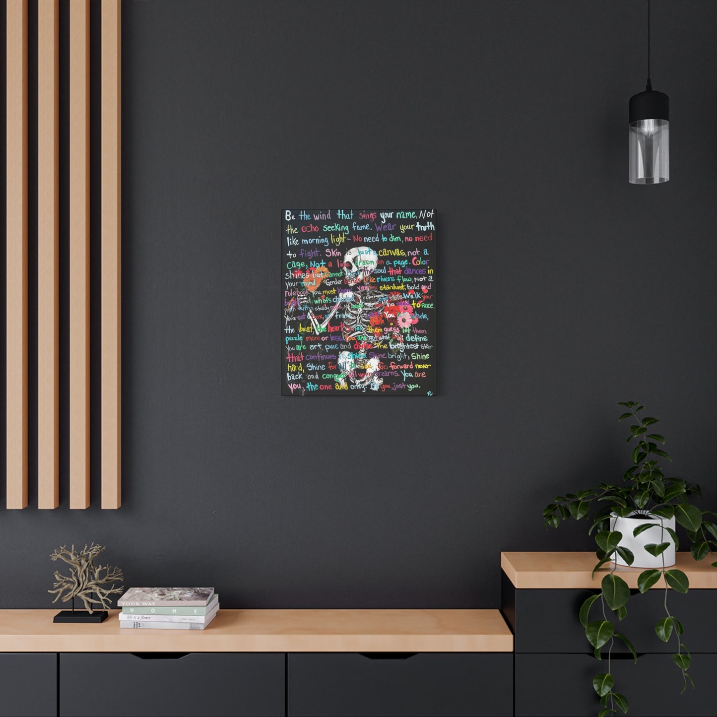 "Be Just you" - Colorful Skull Canvas Wall Art