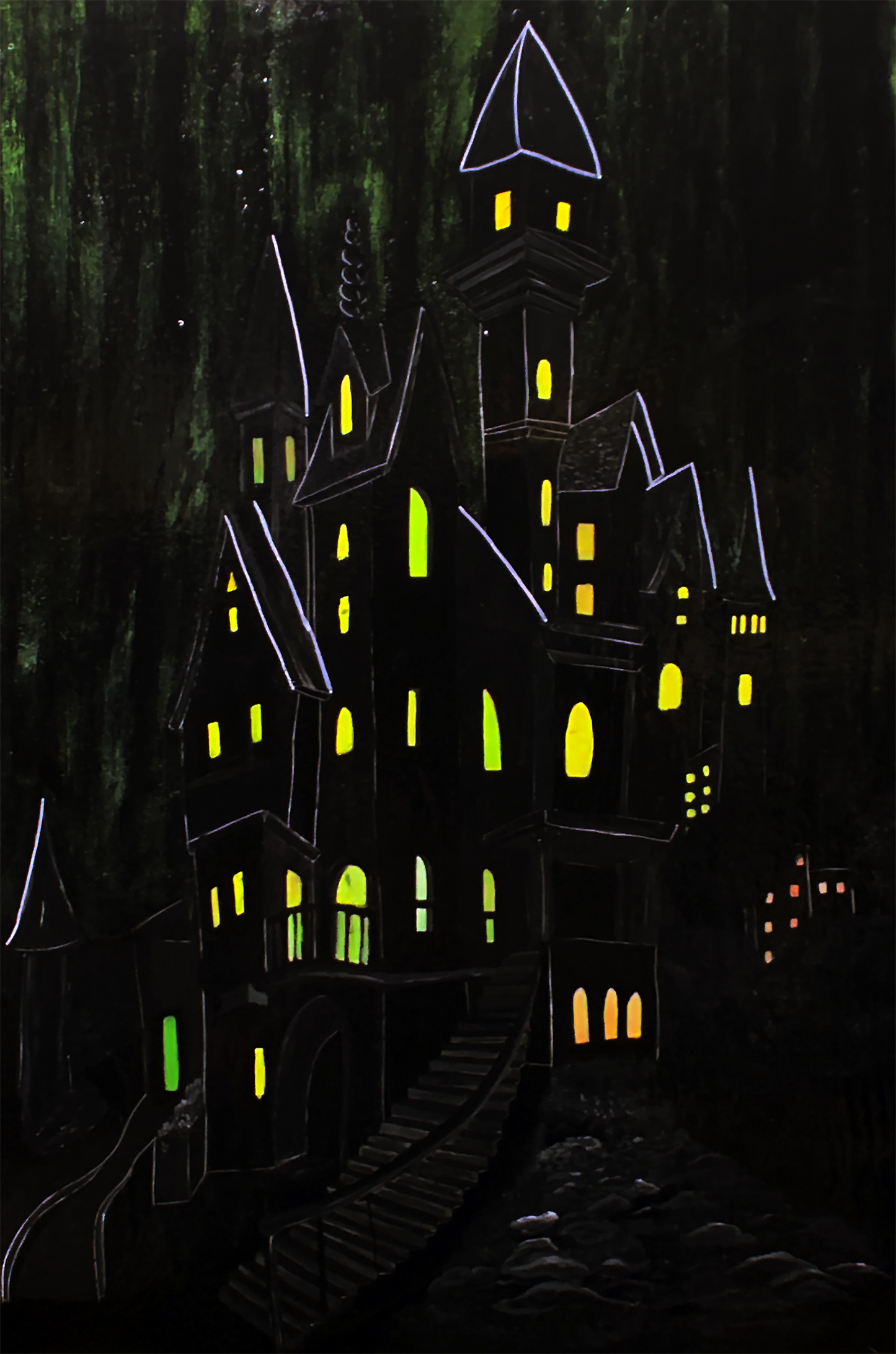 Haunted Ascent - Original Acrylic and Resin Painting