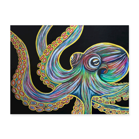 Retro Octopus 24" x 18" Poster - white