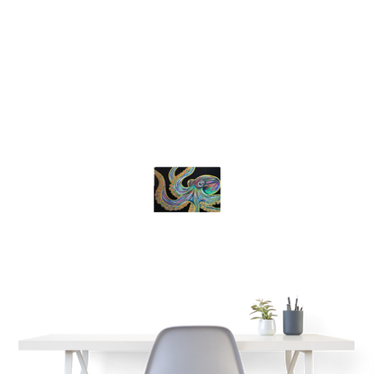 Retro Octopus 24" x 18" Poster - white