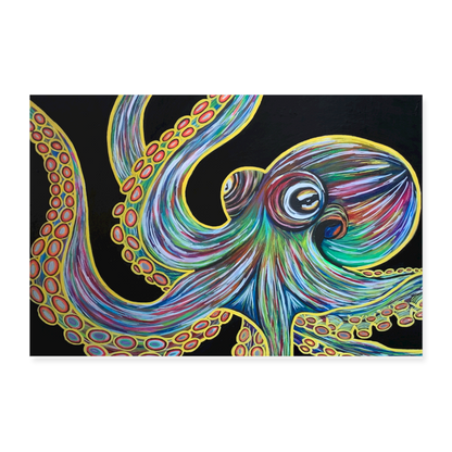 Retro Octopus Poster 36" x 24" - white
