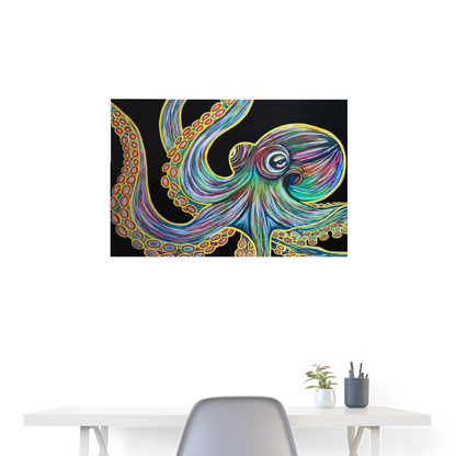 Retro Octopus Poster 36" x 24" - white
