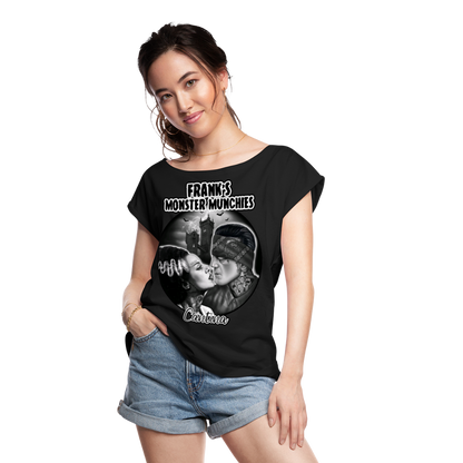 Frank's Monster Munchies Women's Roll Cuff T-Shirt - black
