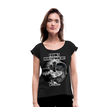Frank's Monster Munchies Women's Roll Cuff T-Shirt - black
