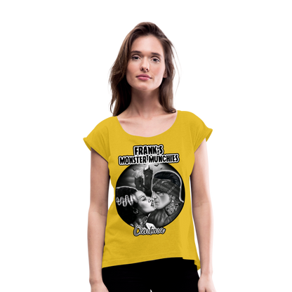 Frank's Monster Munchies Women's Roll Cuff T-Shirt - mustard yellow